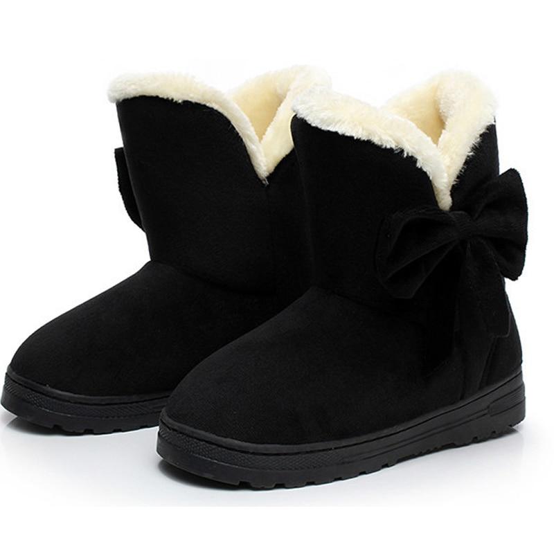 Fur Plush Bow Boots Ankle Boots MCCKLE Stylish Store Midnight Black 4