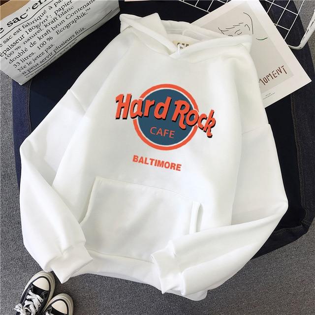 "Hard Rock Cafe" Pullover Hoodie Hoodies & Sweatshirts JiuCheng_001 Store Snow White S