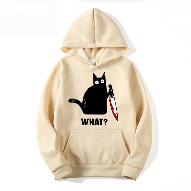 Angry Cat Hoodie Hoodies & Sweatshirts Catherine's wardrobe Store Beige S