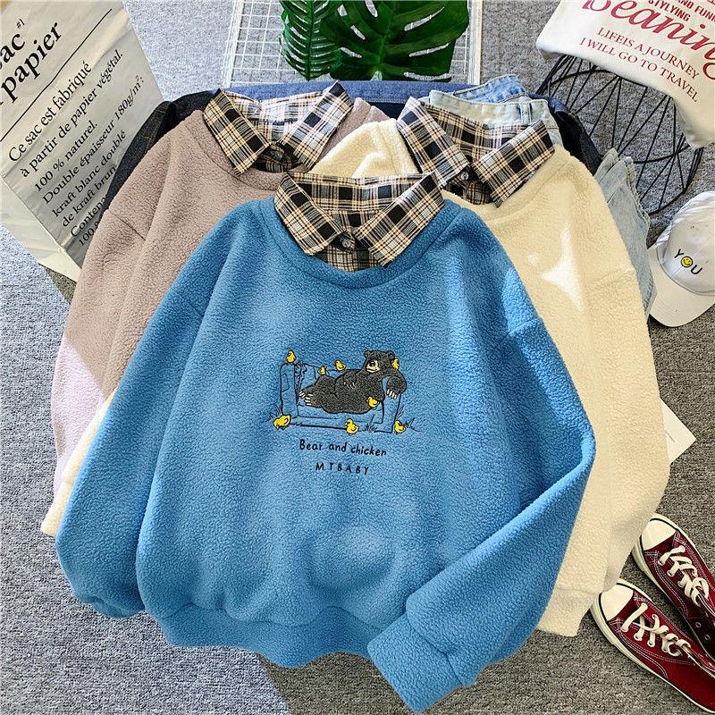 Bear & Chicks Sweater Hoodies & Sweatshirts JiuCheng_001 Store Sky Blue S