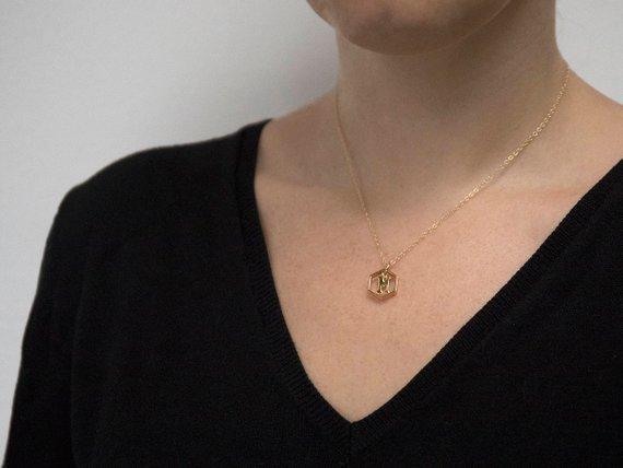 Hexagon Letter Necklace - FashionAngelz
