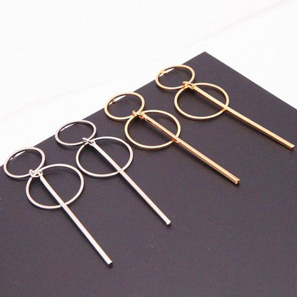 Gold / Silver Pendant Circle Earrings - FashionAngelz