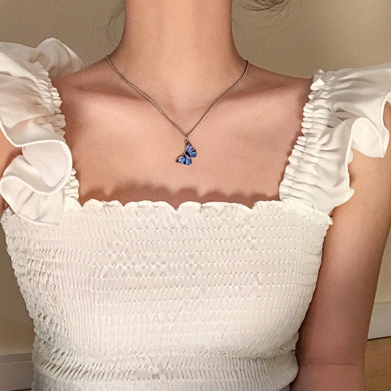 Blue Wing Butterfly Necklace - FashionAngelz
