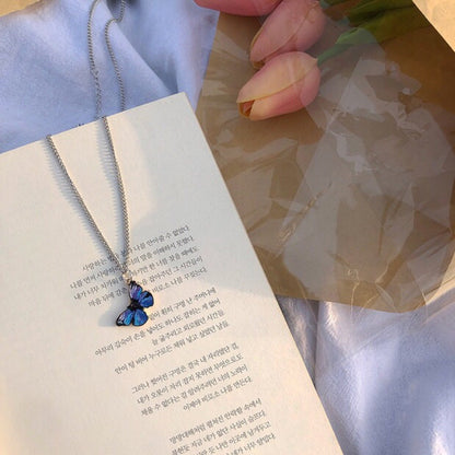 Blue Wing Butterfly Necklace - FashionAngelz