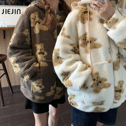 Teddy Plush Coat Hoodies & Sweatshirts JIEJIN Official Store 