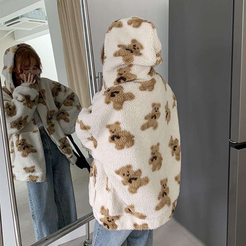 Teddy Plush Coat Hoodies & Sweatshirts JIEJIN Official Store 