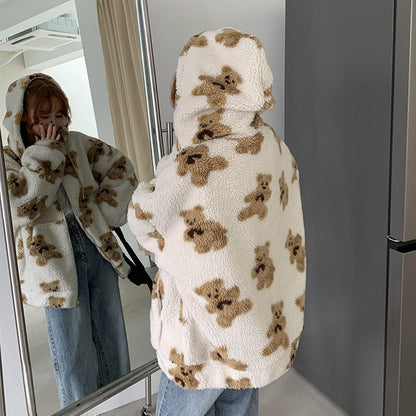 Teddy Plush Coat Hoodies & Sweatshirts JIEJIN Official Store 