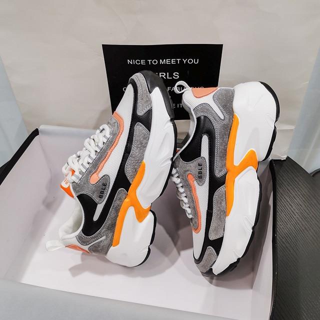 Suede Leather Sneakers Women's Vulcanize Shoes JIMMLY Store Orange 35 