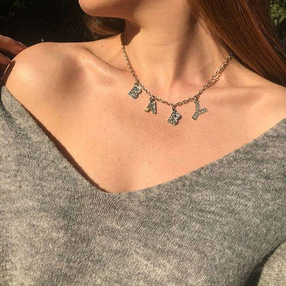 Custom Crystal Letter Necklace - FashionAngelz
