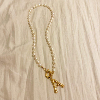 Pearl Initial Necklace - FashionAngelz