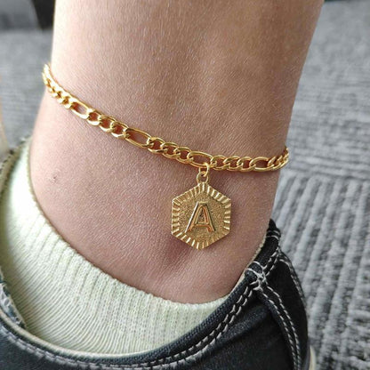 Gold Initial Anklet - FashionAngelz