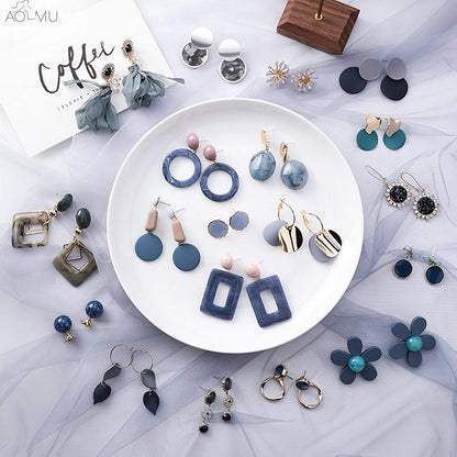 Blue Acrylic Earings - FashionAngelz