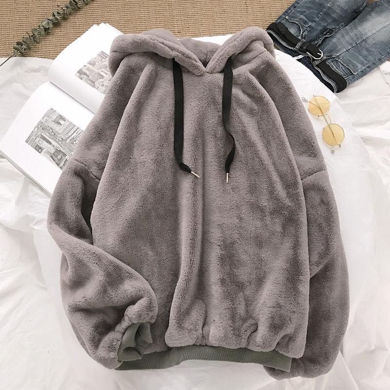Fluffy Pullover Fleece Hoodies & Sweatshirts Beautifully Women Store Charcoal Grey S 