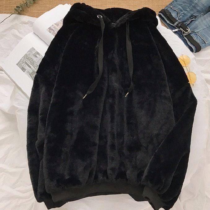 Fluffy Pullover Fleece Hoodies & Sweatshirts Beautifully Women Store Midnight Black S 