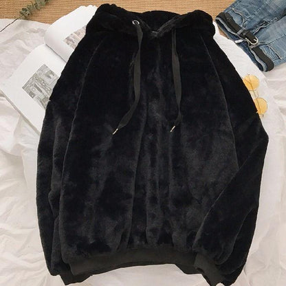 Fluffy Pullover Fleece Hoodies & Sweatshirts Beautifully Women Store Midnight Black S 