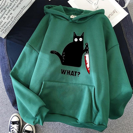 Angry Cat Hoodie Hoodies & Sweatshirts Catherine's wardrobe Store Forest Green S 