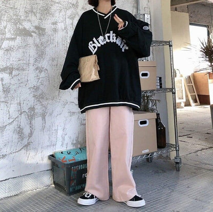Vintage Oversized Sweatshirt Hoodies & Sweatshirts deeptown Official Store 
