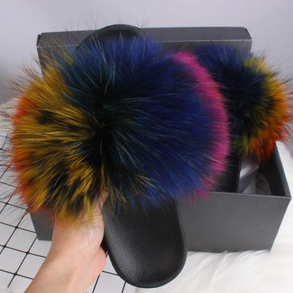 Fox Fur Sliders - FashionAngelz