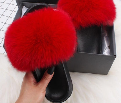 Fox Fur Sliders - FashionAngelz