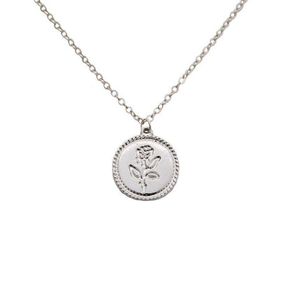 Rose Coin Pendant Necklace - FashionAngelz