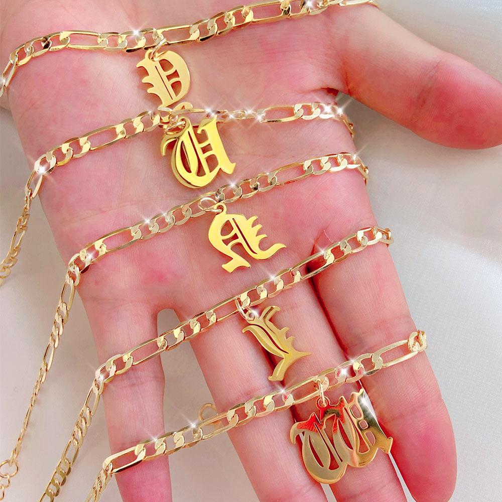Old English Cuban Initial Anklet - FashionAngelz