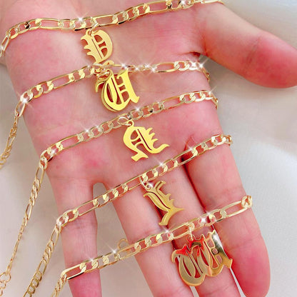 Old English Cuban Initial Anklet - FashionAngelz
