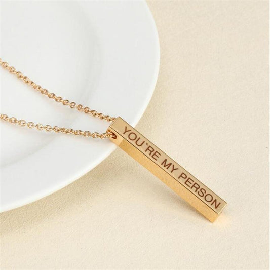 4-Sided Custom Engraved Bar Necklace - FashionAngelz