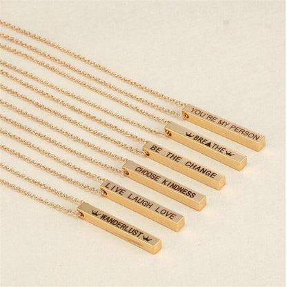 4-Sided Custom Engraved Bar Necklace - FashionAngelz