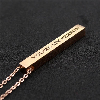 4-Sided Custom Engraved Bar Necklace - FashionAngelz