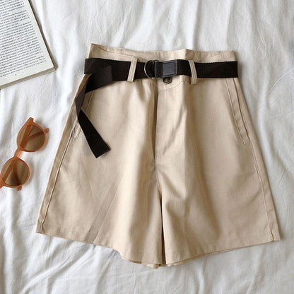 Vintage Wide Buckle Shorts - FashionAngelz