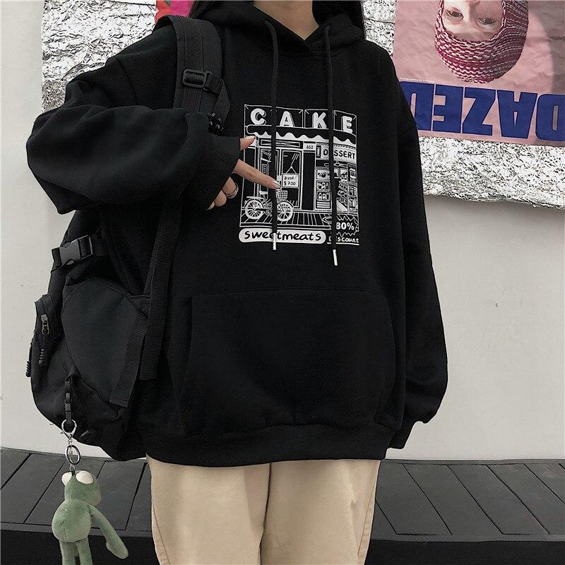 Oversized "Cake Shop" Hoodie Hoodies & Sweatshirts Cotday Clothes Store Midnight Black M 