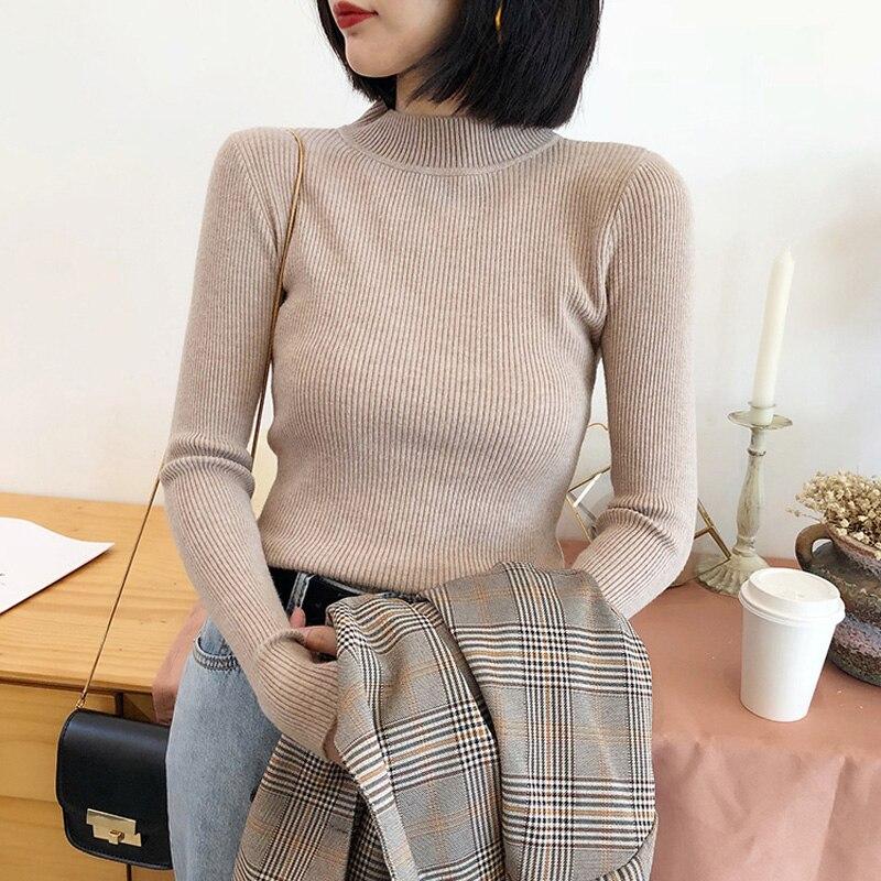 Ribbed Turtleneck Pullovers Ezsskj Knit Store 