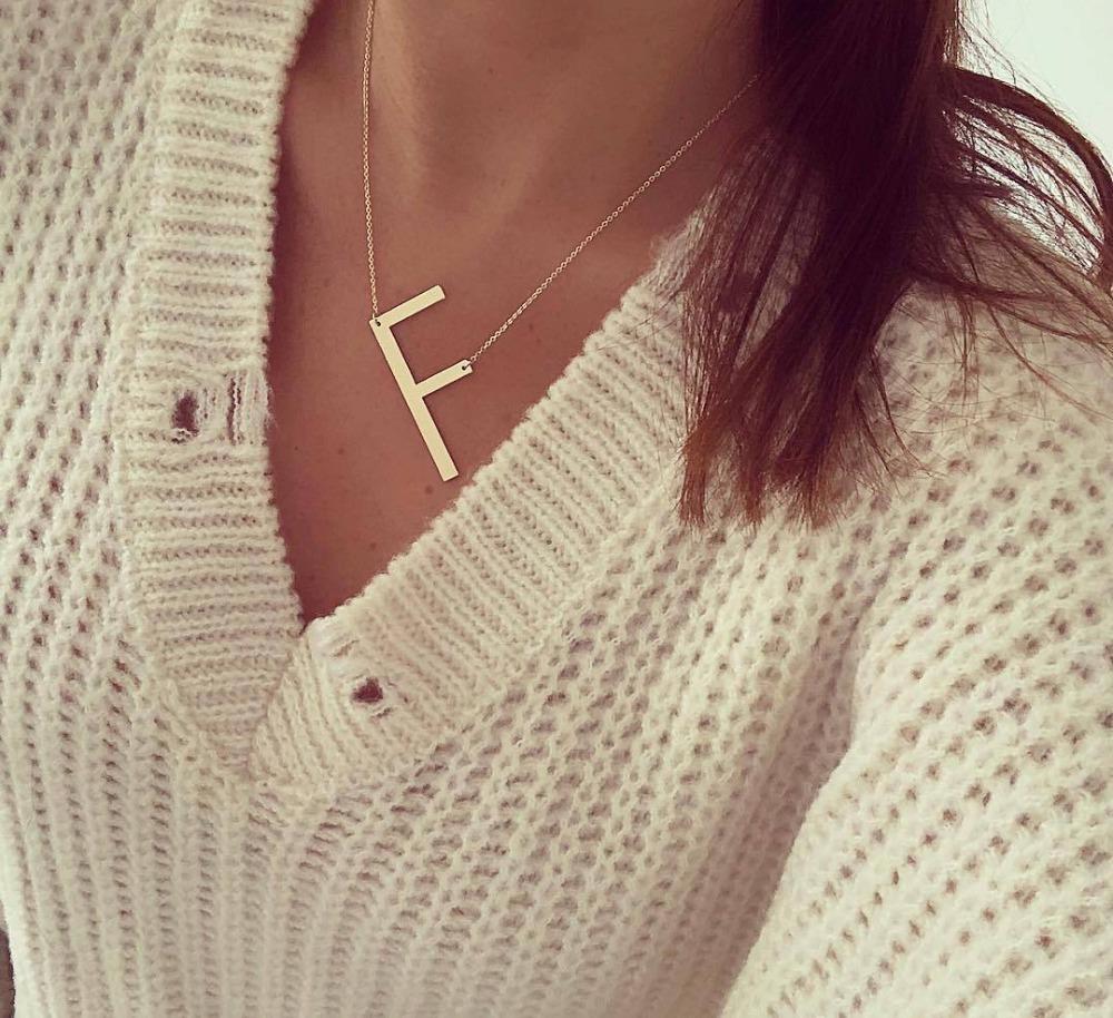 Large Initial Necklace - FashionAngelz