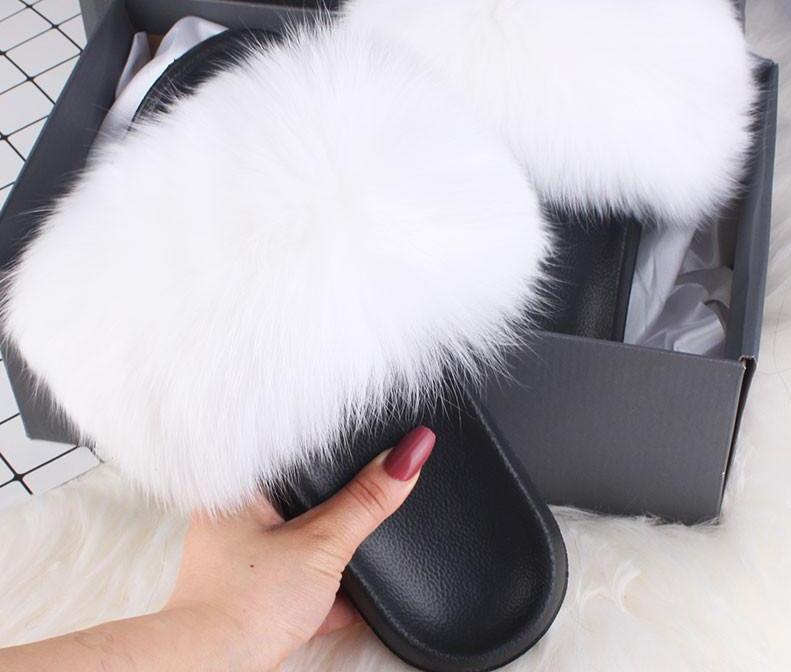 Fox Fur Sliders - FashionAngelz