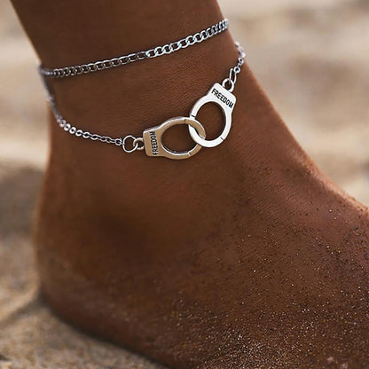 Silver "Freedom" Handcuff Anklet - FashionAngelz