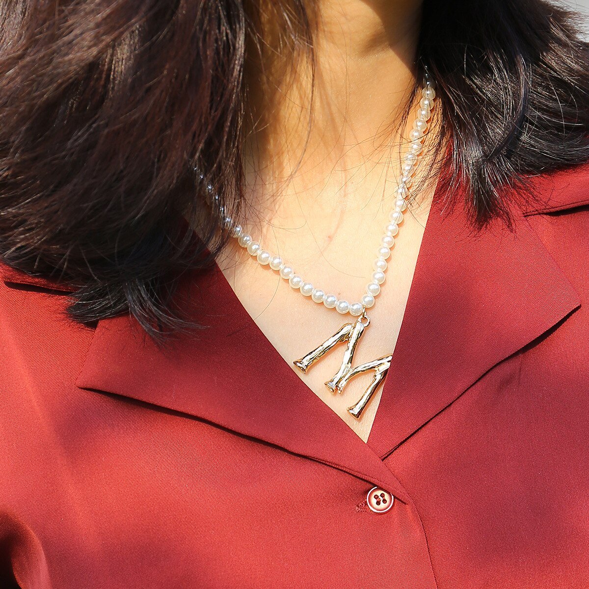 Pearl Initial Necklace - FashionAngelz