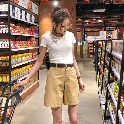 Vintage Wide Buckle Shorts - FashionAngelz
