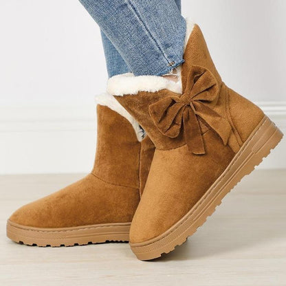 Fur Plush Bow Boots Ankle Boots MCCKLE Stylish Store 