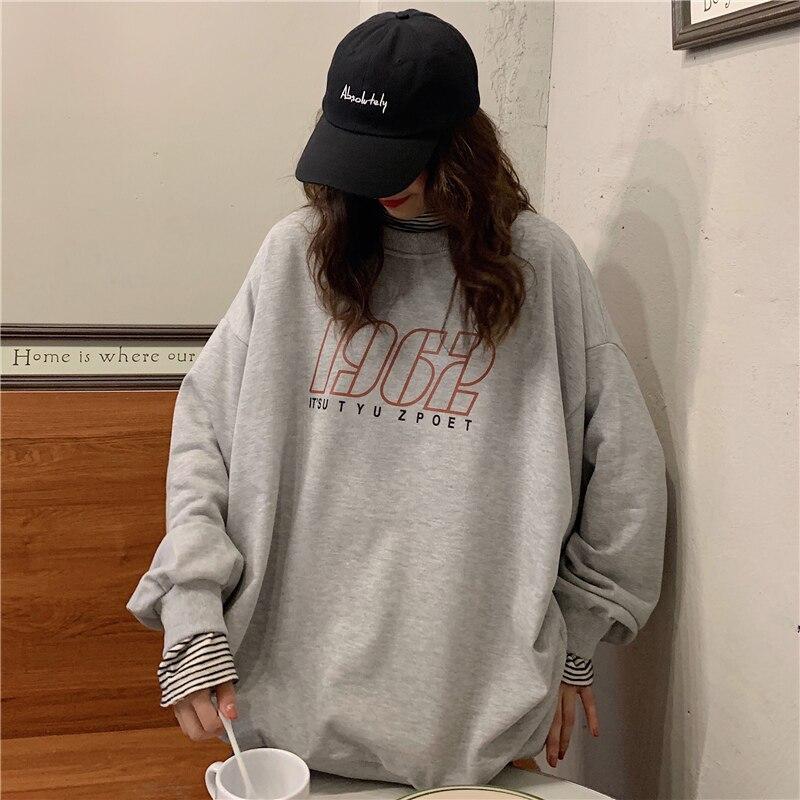 Oversized Boyfriend "1962" Sweater Hoodies & Sweatshirts BARGAIN HUNTERS Store Charcoal Grey S 