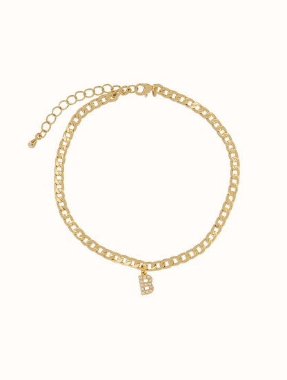 Gold Filled Cuban Initial Anklet - FashionAngelz