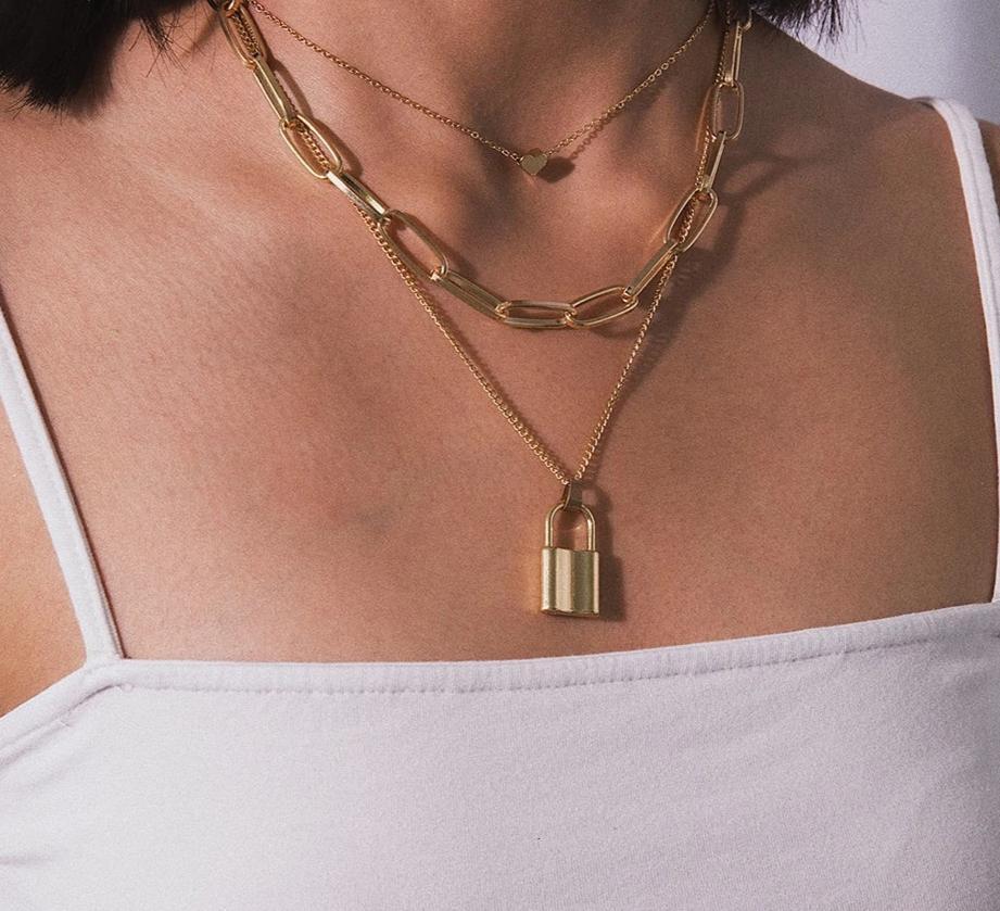 Multi-Layer PadLock Pendant Necklace - FashionAngelz