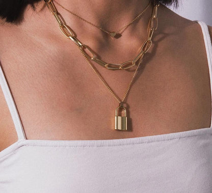 Multi-Layer PadLock Pendant Necklace - FashionAngelz