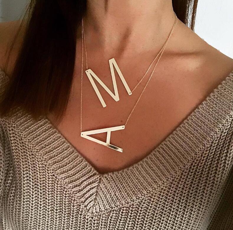 Large Initial Necklace - FashionAngelz