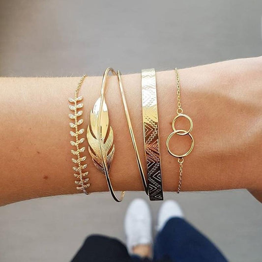 Gold Opal Leaf Bracelet - FashionAngelz