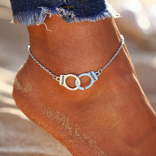 Silver "Freedom" Handcuff Anklet - FashionAngelz
