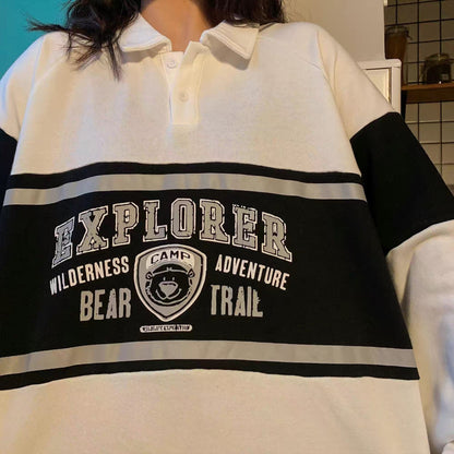 Oversized Polo "Explorer" Sweatshirt Hoodies & Sweatshirts VOLAC Store Snow White S 