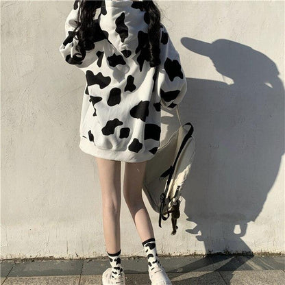 Oversized Cow Print Hoodie Hoodies & Sweatshirts South-City Store 