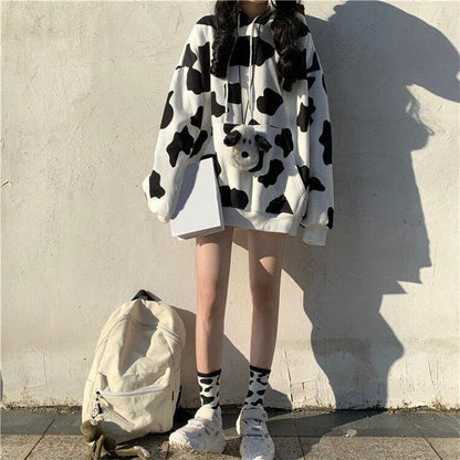 Oversized Cow Print Hoodie Hoodies & Sweatshirts South-City Store 