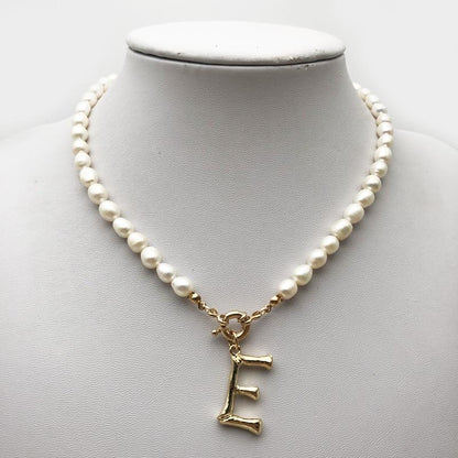Pearl Initial Necklace - FashionAngelz