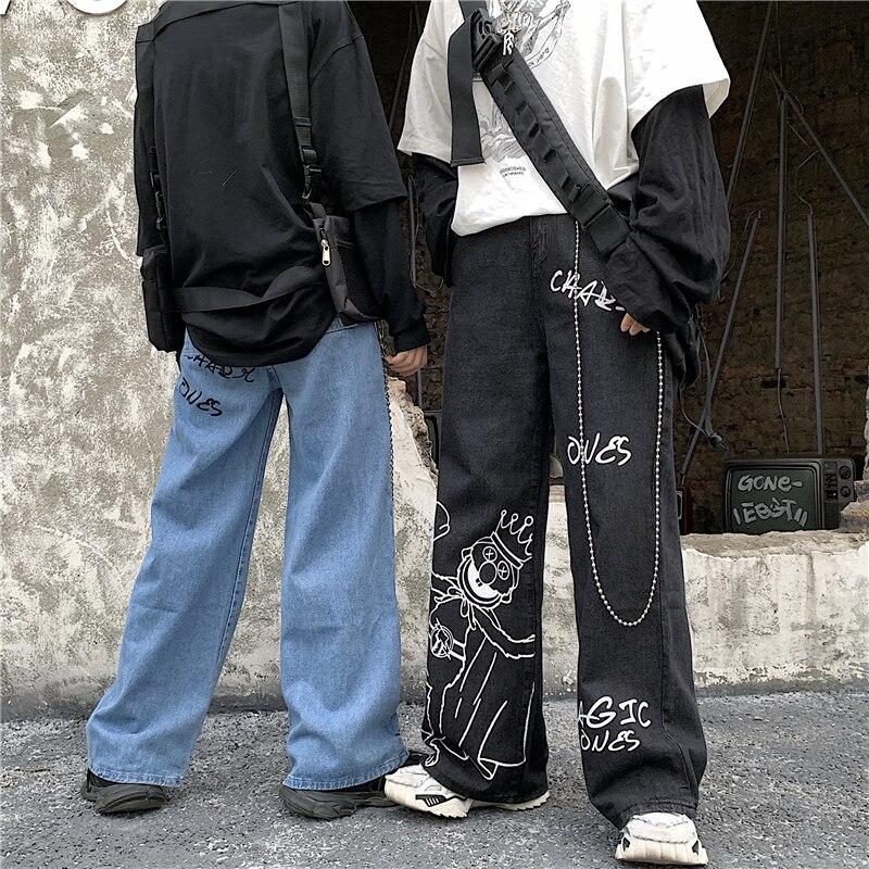 Cartoon Print Jeans Jeans SHENGPALAE Official Store 